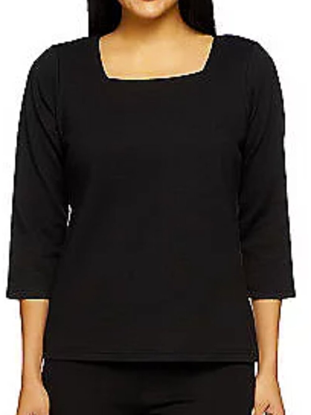 Joan Rivers Wardrobe Builders 3/4 Sleeve Square Neck Top  16754
